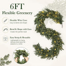 Pre-Lit Christmas Garland 6FT Decorations Real Touch Cedar Cypress Pine Greenery Artificial Green Christmas Garland with Lights for Mantle, Fireplace, Table, Stairs, Door, Indoor Outdoor Decorations — 5