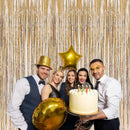 2 Pcs 3.2ft x 8.2ft Champagne Gold Metallic Tinsel Foil Fringe Curtains Photo Booth Backdrop for Baby Shower Birthday Wedding Holiday Celebration Bachelorette Party Decorations — 5
