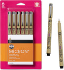 SAKURA 50034 6-Piece Pigma Micron-005 Ink Pen Set, 0.20mm, Black | 005 Tip — 1