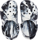 Crocs Kids Classic Watercolor Marbled Clog – Black/White — 4