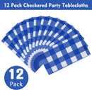 Kesfey Blue Gingham Tablecloth Picnic Party Checkered Table Cover 12 Packs | Bule and White — 2