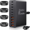 USB C Charging Station 10 Port with 4 Cables,245W GaN Charger Block photo 1