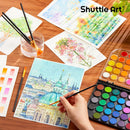 Shuttle Art 58 Pack Watercolor Paint Set, 48 Colors Watercolor Pan with 10 Paint Brushes for Beginners, Artists, Kids & Adults to Water Color Paint, Bullet Journal, Calligraphy Practice | 11 Piece Set — 6