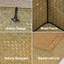 Wicker Storage Basket with Lid, Seagrass Storage Baskets for Organizing — 7