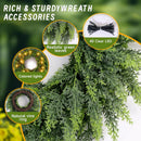24" Real Touch Christmas Wreath with Lights – Pre-Lit Artificial Cedar Greenery Christmas Door Wreath, Realistic Christmas Wreath Outdoor for Front Door or Holiday Home Décor — 3