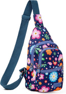 Banelu Small Sling Backpack Crossbody Sling Bag for Women, Cross Body Bag Fanny Packs Crossbody Purses - Blue Flower | D7 Blue Flower — 1