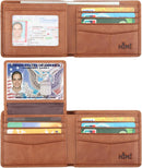 HIMI Wallet for Men-Genuine Leather RFID Blocking Bifold Stylish Wallet With 2 ID Window - Brown - Vintage Style — 1