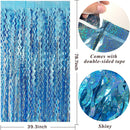 Tinsel Foil Fringe Curtains Wavy Backdrop for Parties Sparkle Metallic Wavy Foil Fringe Backdrop Curtain for Party Decorations Photo Booth Props for Birthday Graduation Wedding | Light Blue | 2 Pack — 2