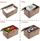 Hipiwe Wicker Shelf Baskets Bin with Lid Large Handwoven Basket Box, Coffee — 5