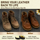 Feilove Saddle Soap for Leather – All-Natural 3-in-1 Leather Cleaner & Conditioner Kit with Horsehair Brush & Cloth – For Boots, Bags, Saddles, Car Interiors, Shoes 3.52oz — 2