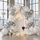 KARLURE White Silver Balloon Arch Kit Garland with Grey and Clear Balloons | White Silver Grey — 4