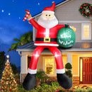 8 FT Inflatable Sitting Santa Claus Christmas Outdoor Decorations, Blow Up Santa Claus with Gift Bag Sitting on Roof Wall Tree Chair, Outdoor/Indoor Decorations for Street House Patio Bench Shrubs — 6