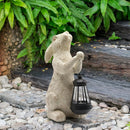 Garden Statues Rabbit with Solar Lights- Bunny Figurine Outdoor Rabbit Fall…