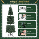 okicoler Christmas Tree, 6ft Pre-Lit Slim Pencil Fir Tree, 775 Branch Tips with 250 Multicolor LED Lights & 11 Lighting Modes, Metal Hinges, White Holiday Decoration for Corner — 5