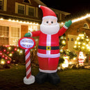 MorTime 8 FT Christmas Inflatable Santa Claus with Guidepost, Blow up Lighted Giant Wave Santa Claus North Pole with LED Lights Yard Decoration Party Display for Xmas Outdoor Decorations — 1