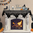 AerWo Halloween Decorations Indoor Fireplace Mantel Scarf, Black Lace Ghost Spiderweb Fireplace Cover for Halloween Mantle Decor Festive Party Supplies, 21x79 inches | Black3 — 1