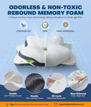 5X Pain Relief Cervical Neck Pillow for Neck Support, Ergonomic Cooling Side Sleeper Pillow for Sleeping, Odorless Contour Memory Foam Pillows, Orthopedic Bed Pillow for Side Back Stomach Sleeper - White — 5