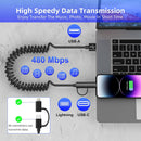 USB to USB-C and Lightning Cable Combo 2 in 1 Coiled Cable Support Apple Carplay & Android Auto [MFi & 3A Fast Charge & Data] Coiled Lightning and USB C Cable for iPhone 18/17/16/15/14/13/12/Android 5