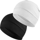 Headshion 100% Cotton Skull Caps Beanie Sleeping Hats for Men Women - Black & White — 1