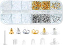 Nkwuire 12 Styles 600 Pcs Earring Backs for Studs, Clear Plastic Earrings Metal Rubber Silicone Earring Backs Bullet… — 1