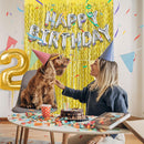 Gold Backdrop Birthday Decorations Foil Curtain Backdrop Gold Streamers Dance Party Decorations Photo Booth Props for Bachelorette Decorations Christmas Halloween New Years Eve Party Supplies | 10 Pack — 4