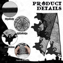 AerWo Halloween Decorations Indoor Fireplace Mantel Scarf, Black Lace Ghost Spiderweb Fireplace Cover for Halloween Mantle Decor Festive Party Supplies, 21x79 inches | Black3 — 3