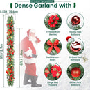 Christmas Garland with Lights, 9FT 30 LED Prelit Christmas Garland for Mantle,Outdoor Indoor Christmas Decorations Garland Battery Operated with Timer, Bows,Flowers,for Stairs,Railing,Fireplace,Door — 2