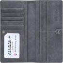 Alldaily Ultra Slim Thin Women Wallet RFID Blocking Credit Card Holder Bifold Long Ladies Billfold (Grey)