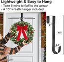 24in Prelit Christmas Wreath for Front Door Christmas Decorations- Timer 8 Light Modes- Battery Operated Lighted Christmas Door Wreath Pre-Decorated with 50 Lights Pinecone Berries Bow Hanger — 7