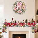 Pre-Lit Christmas Wreath for Front Door, 24 Inch Large Xmas Wreath for Holiday Decor, Battery Operated Xmas Lighted Wreath with Flower, Ball Ornaments & 20 LED Lights for Fireplace Window — 6