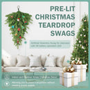 Pre-Lit Christmas Teardrop Swag, 24" Door Swag with 30 LED — 2