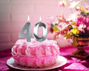 Silver 40th Birthday Candles, Number 40 Cake Topper for Birthday Decorations Party Decoration — 4