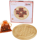 TOWO Wooden Peg Solitaire Game, Classic Round Board Puzzle Toy — 5