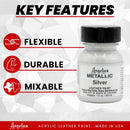 Angelus Metallic Leather Paint, 1 oz., Silver — 2