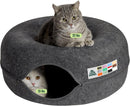 Peekaboo Cat Cave Donut for Multiple & Large Cats up to 30-45 lbs, 3-in-1 Self Warming Cat Bed, Tunnel & Scratcher for Indoor Cats, Washable & Detachable Small Dog Bed (Dark Gray, Large) — 1