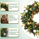 Hykolity 24 Inch Pre-Lit Botanical Christmas Wreath with 30 Warm White LEDs and Timer, Battery Operated Artificial PE & PVC Wreath with Ornaments, Pinecones and Layered Gold Leaves for Front Door — 2