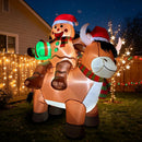 5.8FT Christmas Inflatable Highland Cow, Cute Blow Up Highland Cow with Santa Hat, Playful Gingerbread Man Holding Gift Box Riding on Cow Back for Indoor Outdoor Yard Lawn Garden Holiday Party Decor — 2