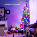 Goplus 6.5FT Prelit Pencil Christmas Tree, Premium Hinged Fir Tree, with 250 LED Lights and Solid Metal Stand, Easy Assemble, Ideal Xmas Decor for Home and Office — 8