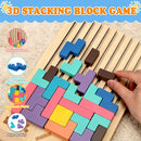 Montessori Wooden Stacking Puzzle Toy, 3D Color Stack Game for Kids Ages 3+ — 3
