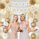 White and Gold Birthday Decorations for Women Girls with Butterfly Sticker — 5