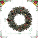 Glitzhome 24" D Pre-Lit Glittered Pine Cone Christmas Wreath with Warm White LED Lights and Timer for Front Door Wall Window Party Decor — 3