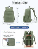 Uselike Travel Backpack for Women, 15.6 Inch Laptop Backpack, Quilted College Bookbag, Cute Work Backpacks, Water Resistant (Sage Green) — 3