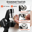 Grommet Tool Kit, 3/8 Inch Handheld Eyelet Kit Hole Punch Grommet Eyelet Press Pliers with 300 Silver Anti-Rust Grommets for Tarp Leather Fabric Tent and So On | 1-Die Set: 3/8" — 2