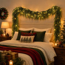 N&T NIETING 9FT Christmas Norfolk Pine Pre-Lit Garland with 70 LED Lights Real Touch Prelit Garland Christmas Greenery Garlands for Table Mantle Fireplace Stairs Indoor Outdoor Xmas Decorations — 7