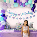 KatchOn Blue Happy Birthday Banner for Mermaid Birthday Decorations | Iridescent Blue — 6