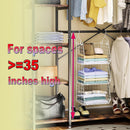 X-cosrack 3 Tier Foldable Closet Organizer, Clothes Shelves with 5 S Hooks, Wall Mount&Cabinet Wire Storage Basket Bins, for Clothing Sweaters Shoes Handbags Clutches Accessories-White Patent Design — 4