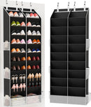 Criusia Over the Door Shoe Organizer, 20-30 Pairs Heavy-Duty Hanging Shoe Storage with Large Pockets, 10-Tier Door Shoe Rack with 4 Hooks for Sneakers Sandals Heels Boots (Black) — 1