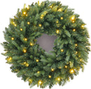 24 Inch Artificial Pre-Lit Christmas Wreath Spruce, 50 LED Warm White & Multi-Color Lights with Timer, Battery Operated, Holiday Decoration for Front Door, Outdoor — 1