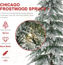 Glitzhome 7.5ft Prelit Christmas Tree, Artificial Christmas Tree with 350 Warm White Lights, Flocked Pencil Christmas Trees Chicago Frostwood Spruce with 1,211 PE&PVC Branch Tips,Sturdy Metal Stand — 5