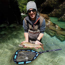 PLUSINNO Floating Fishing Net for Steelhead, Salmon, Fly, Kayak, Catfish, Bass, Trout Fishing, Rubber Coated Foldable Landing Net with Fixed or Telescoping Pole Handle, Fishing Gear and Gifts for Men — 5